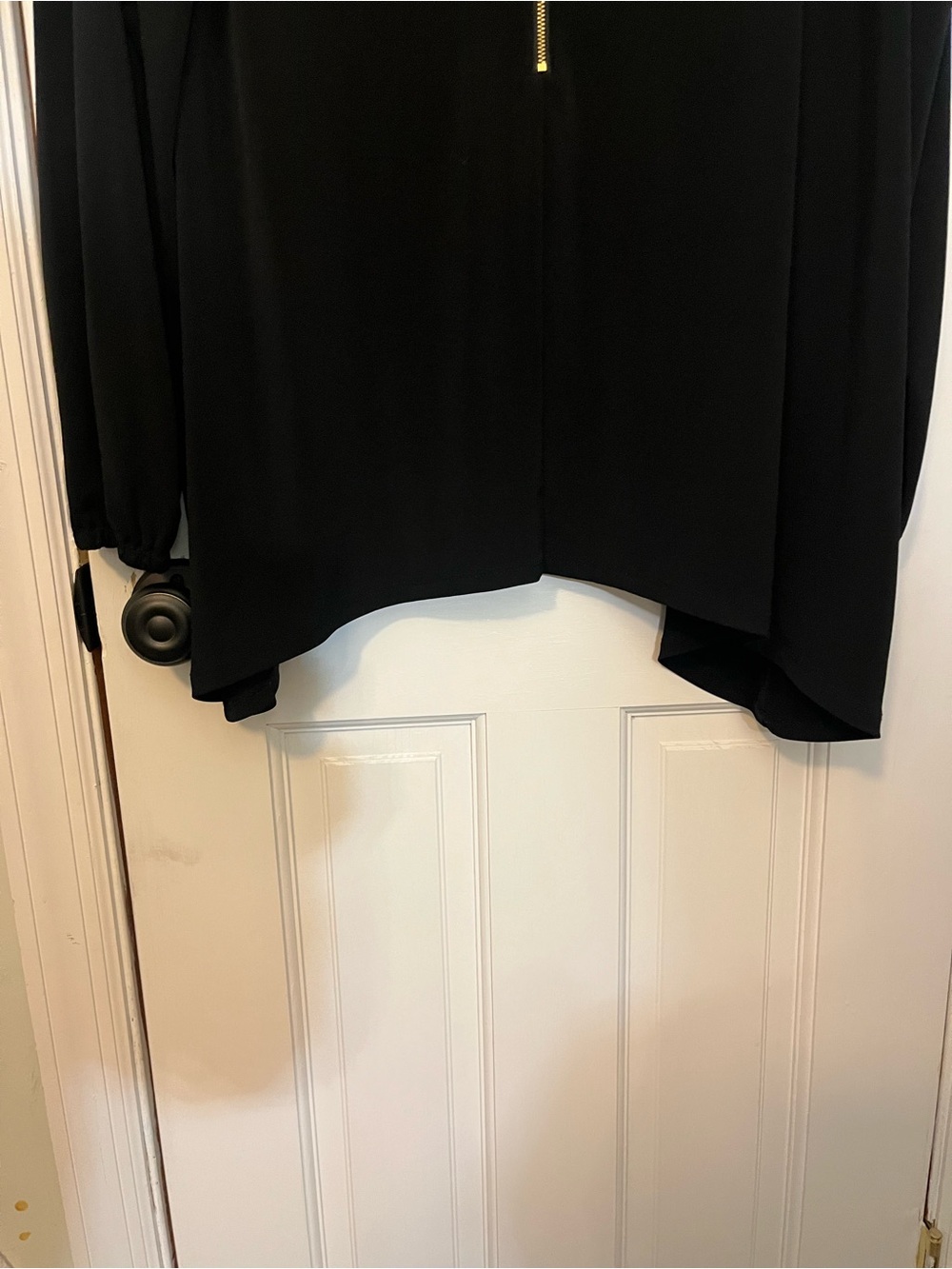 MICHAEL Michael Kors Black V-Neck Zip-Front Long Sleeve Blouse 3X - Picture 4 of 4